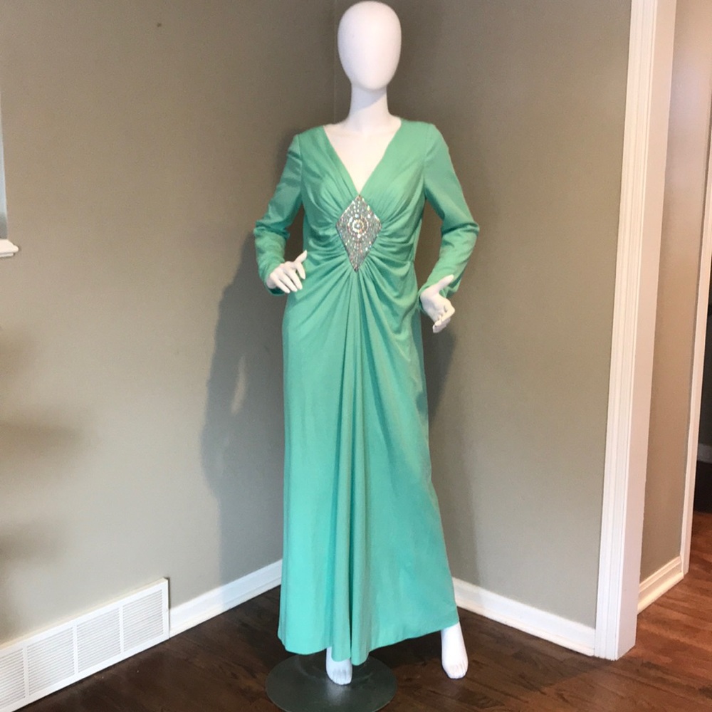 Vintage Jack Bryan Dupuis Couture Gown Mint Green